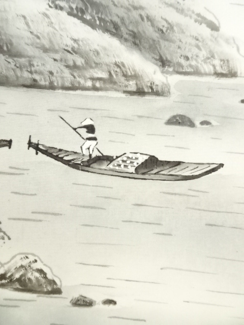 道具 ] - 道具 白樹筆 水墨山水 肉筆絹本掛軸（共箱） | ネット